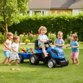 Dečiji traktor sa prikolicom na pedale 956 plavi
