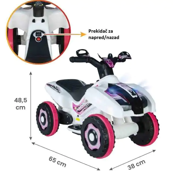Dečiji motor guralica na akumulator  2u1 Ranger pink