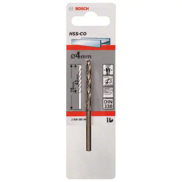 Burgija za metal HSS-Co, DIN 338 Bosch 2608585846, 4 x 43 x 75 mm