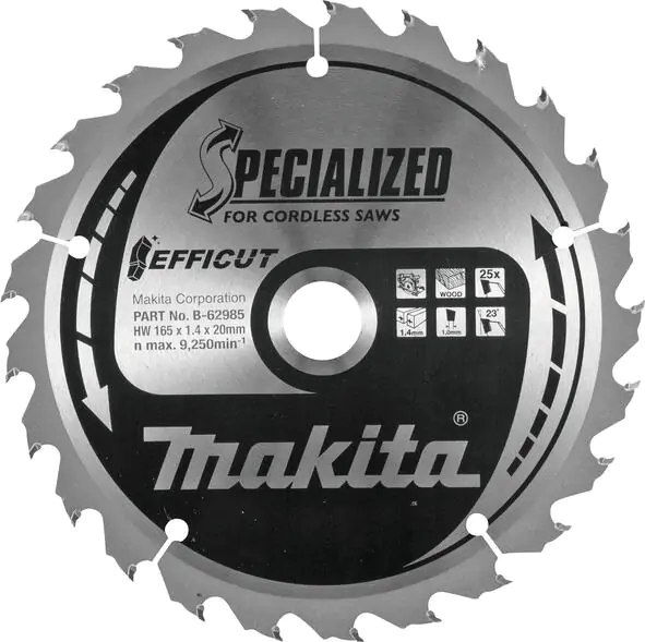 Makita list testere za drvo za aku cirkulare 165x20x25z EFFICUT B-62985 - proizvod na akciji