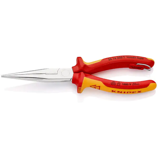 Knipex klešta špic prava 1000V VDE 200mm sa mogućnošću kačenja 26 16 200 T - proizvod na akciji