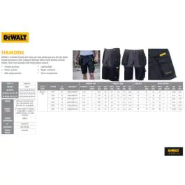 DeWalt DWC153-004 Hamden crno-sivi rastegljivi radni šorts 34,36,38