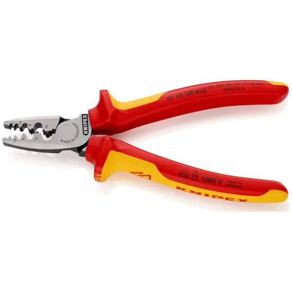 Knipex klešta za krimpovanje hilzni (kablovskih završetaka) 1000V VDE 180mm u blister pakovanju 97 78 180 SB
