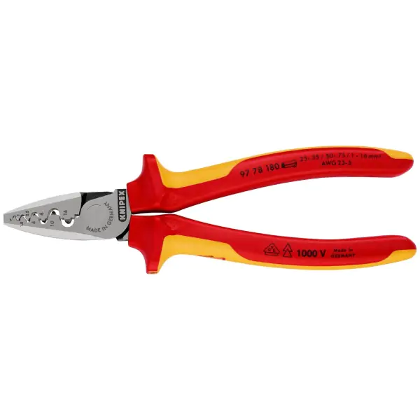 Knipex klešta za krimpovanje hilzni (kablovskih završetaka) 1000V VDE 180mm u blister pakovanju 97 78 180 SB