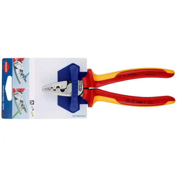 Knipex klešta za krimpovanje hilzni (kablovskih završetaka) 1000V VDE 180mm u blister pakovanju 97 78 180 SB