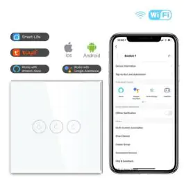Wi-Fi smart prekidač svetla bez N provodnika 3x10A WFPS-G03/WH