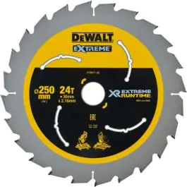 DeWalt DT99571 list za kružnu testeru 250mm, 24 zuba – za brzo sečenje sa akumulatorskim alatima