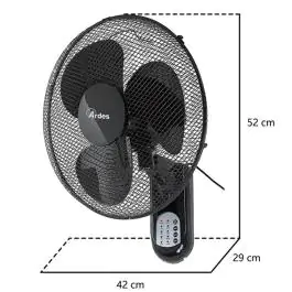 ARDES 5W40R Zidni ventilator 50W sa daljinskim upravljačem i tajmerom crni