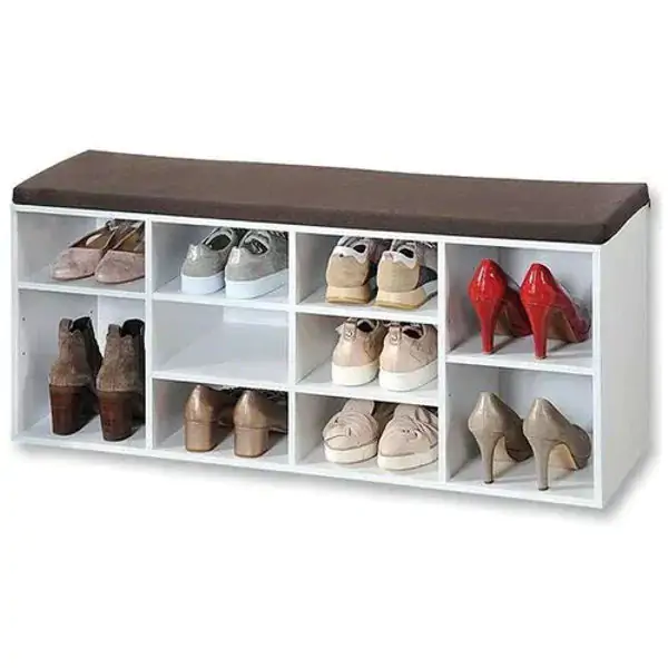 Kesper KSP15910 drveni cipelarnik beli sa jastukom za sedenje 103,5x48x29,5cm