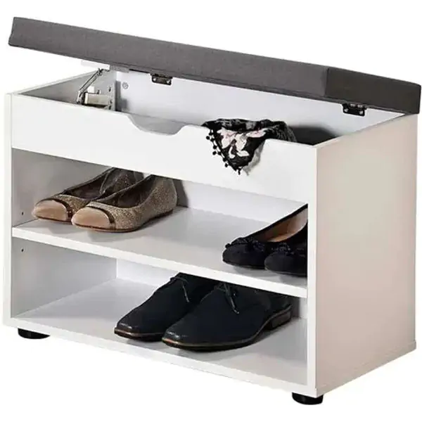 Mini cipelarnik beli sa jastukom za sedenje 60x45x30cm Kesper KSP15914