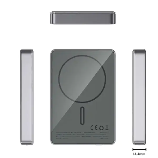 APOLLON power bank bežični 15W, 5000 mAh, alu sivi