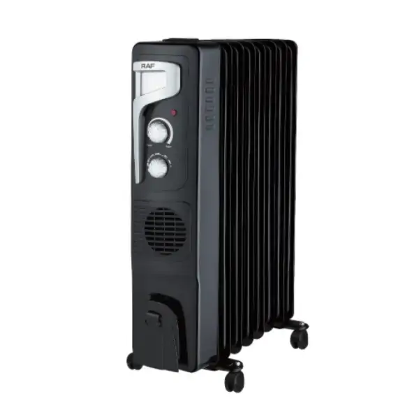 Uljani radijator sa ventilatorom 9 rebara crni 2400W RAF R.0929B