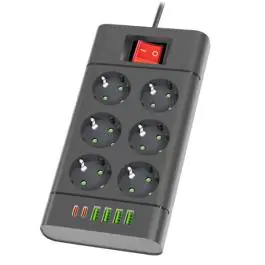Produžni sa 6 mesta 2m 1.5mm2+pr. 4xUSB+2xtip C Prosto