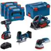 Set 4 akumulatorska alata Bosch 18V, bušilica GSR 18V-90 C, testera za uranjanje GKT 18V-52 GC, ubodna testera GST 18V-155 SC, ekscentar brusilica GEX 18V-125 - proizvod na akciji