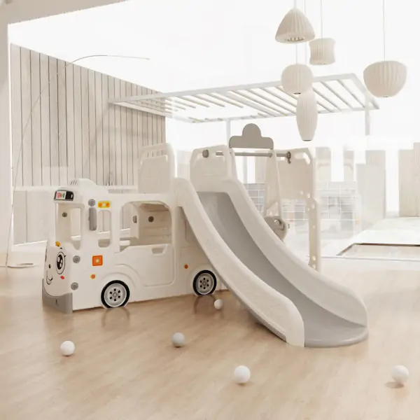 Dečiji beli vozić sa toboganom, ljuljaškom i ostavom za igračke - proizvod na akciji