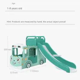 Dečiji plavi vozić sa toboganom, ljuljaškom i ostavom za igračke