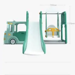 Dečiji plavi vozić sa toboganom, ljuljaškom i ostavom za igračke