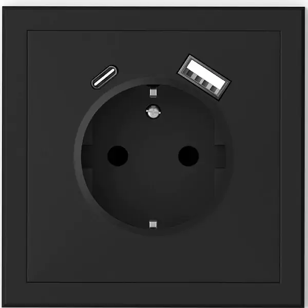 Suko uticnica sa USB A+C portom, crna