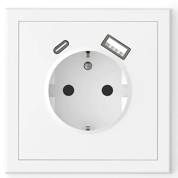 Suko uticnica sa USB A+C portom, bela