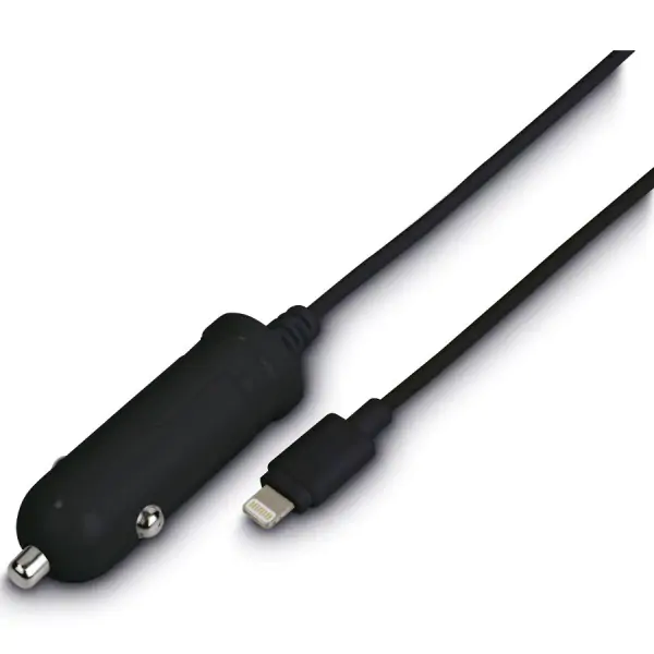 Auto punjač za Apple iPhone MFI, 1 A, crni