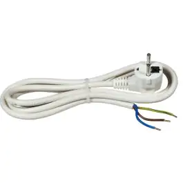 Priključni kabl 16A 250V 3500W, beli, 3m H05VV-F 3G2,5