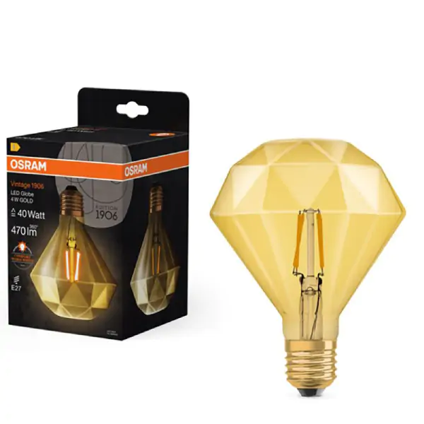 Vintage 1906 LED sijalica GOLD 40 4W/824 E27 DIAMOND