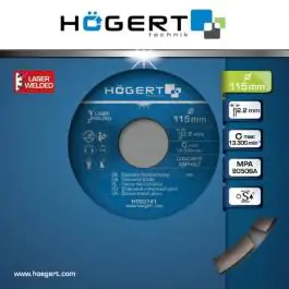 Hogert HT6D741 rezni segmentirani dijamantski disk, 115 mm, laserski varen