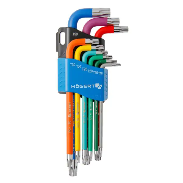 Set Torx ključeva, dugačka drška, 9 kom, obeleženi bojom HT1W817 Hogert