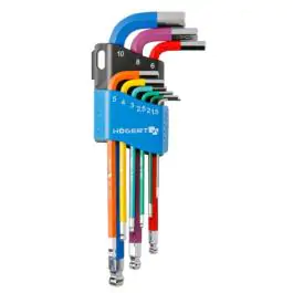 Set šesterougaonih ključeva, duga drška, 9 kom, obeleženi bojom HT1W806 Hogert