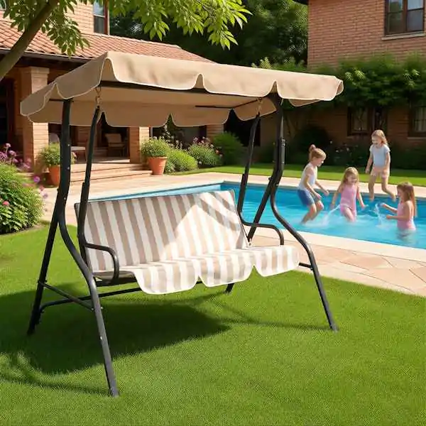 Baštenska ljuljaška bež-bela 170cm