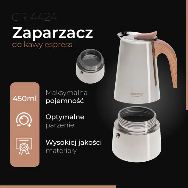 CAMRY CR4424 džezva za espresso kafu 9 šoljica 450ML gas indukcija elektricna ringla