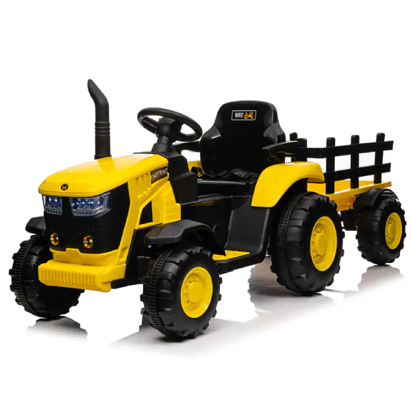 Traktor na akumulator sa prikolicom Žuti