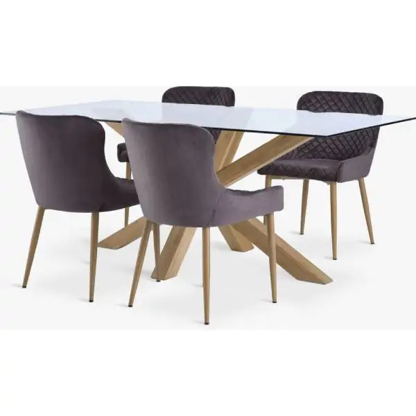 AGERBY D190 sto natur hrast + 4 PEBRINGE stolice sivi baršun S000339