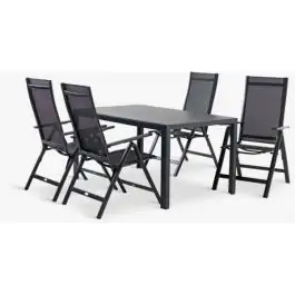 MADERUP D150  baštenski sto crna + 4 LOMMA baštenske podesive stolice crna