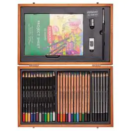 Set u drvenoj kutiji Boje drvene 12boja+12boja-Aquarelle+6 graf.olovaka Academy Derwent 2300147 000016611