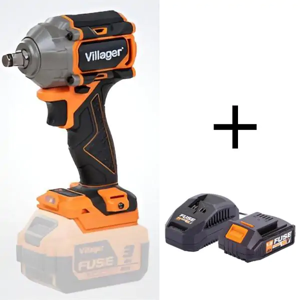 Villager VLP 5820 FUSE aku udarni odvijač 18V Brushless, 400 Nm, 1/2" prihvat + baterija 1.5Ah + punjač 2.4A Villager - proizvod na akciji