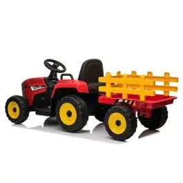 Traktor akumulatorski za decu Crveni sa prikolicom i daljinskim