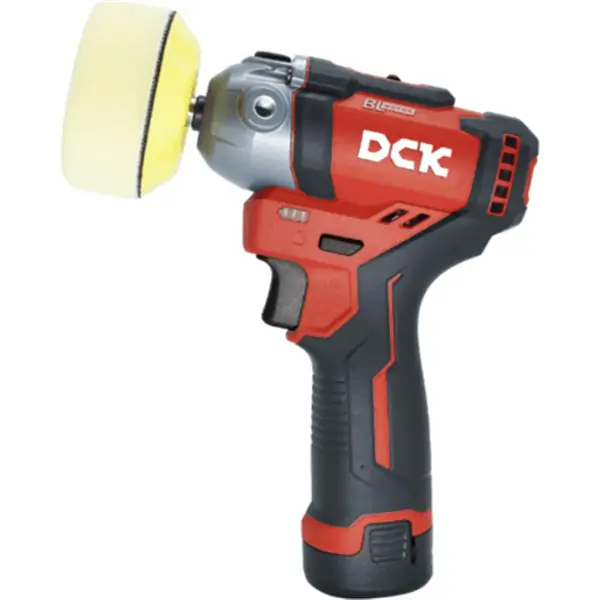 DCK KDSP75EK akumulatorska polirka – 12V, bez četkica, sa 2 baterije i punjačem