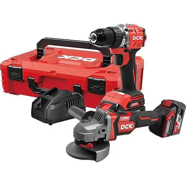 DCK KCKC04EK akumulatorski set alata 20V – udarna bušilica 60Nm i ugaona brusilica 125mm sa 2x4.0Ah baterije