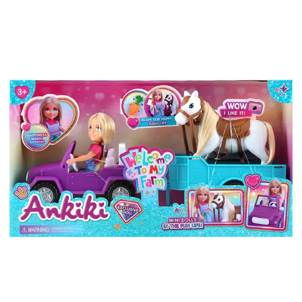 Lutkica 13cm u autu sa konjem CT749302