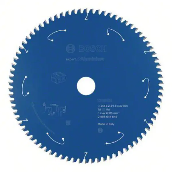 Expert for Aluminium list kružne testere za akumulatorske testere 254x2.4/1.8x30 T78 Bosch 2608644546, 254x2.4/1.8x30 T78