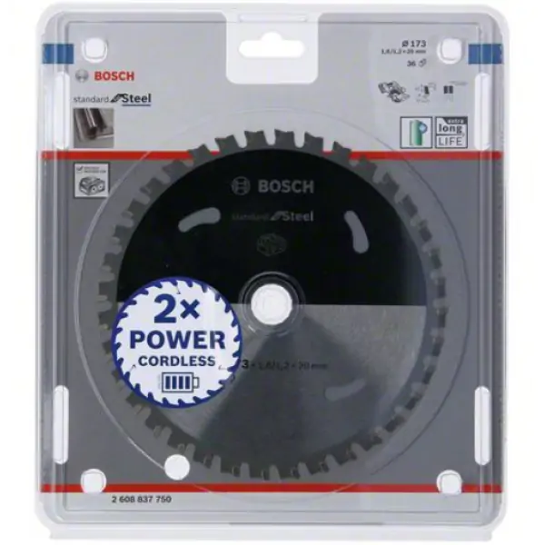 Standard for Steel list kružne testere za akumulatorske testere 173x1.6/1.2x20 T36 Bosch 2608837750, 173x1.6/1.2x20 T36