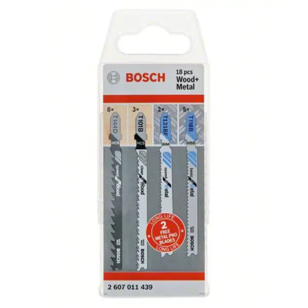 Set listova za ubodnu testeru - JSB komplet Wood and Metal, 18 delova Bosch 2607011439