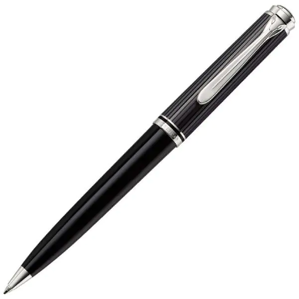 Olovka hemijska Souveran K805+kožna bela futrola+poklon kutija G30 Stresemann  Pelikan 957530 sivo-crna