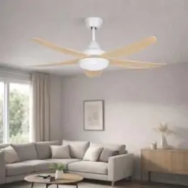PROSTO beli plafonski ventilator 142cm, 5 elisa LED