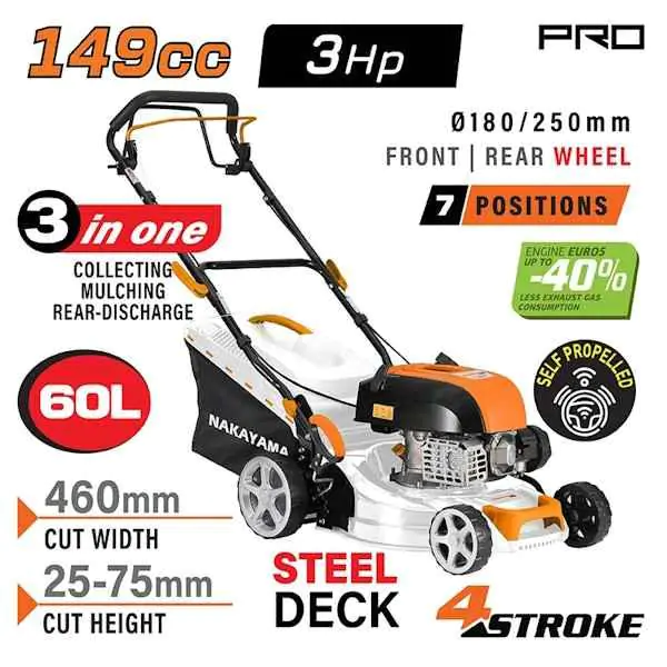 NAKAYAMA PRO PM5465 samohodna benzinska kosilica 147cc, 46 cm, 60 L