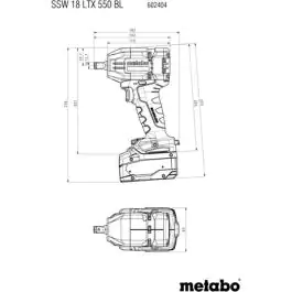 Metabo SSW 18 LTX 550 BL akumulatorski udarni odvijač 1/2" sa 2 baterije 5,2 Ah i metaBOX koferom