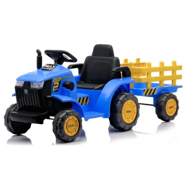Traktor za decu 6v 7ah 2motora sa prikolicom MB 1983T PLAVA
