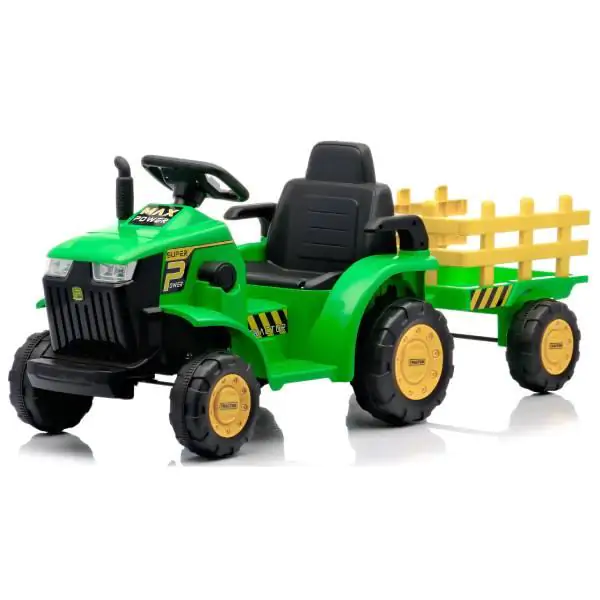 Traktor za decu 6v 7ah 2motora sa prikolicom MB 1983T ZELENA