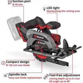 Einhell PROFESSIONAL akumulatorska ručna kružna testera TP-CS 18/136-C Li BL Solo – Brushless, 18 V, 136 mm